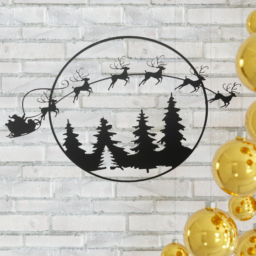 Santa and Sleigh Christmas Eve Wall Art