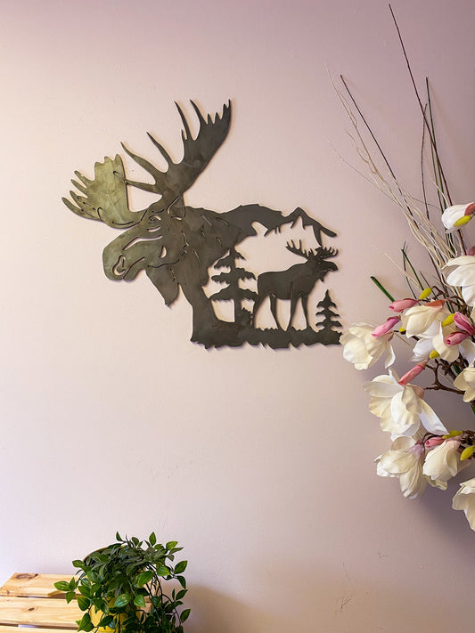 Moose Within a Moose Metal Wall Art