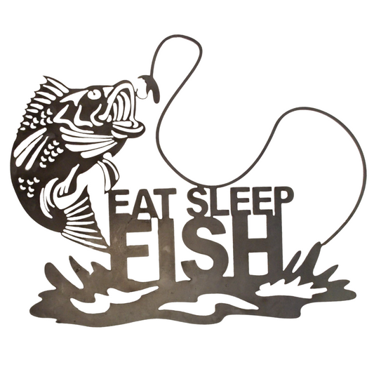 Eat, Sleep, Fish' Metal Sign